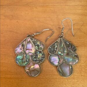 Beautiful Silver Wire Wrapped Gemstone Dangle Earrings